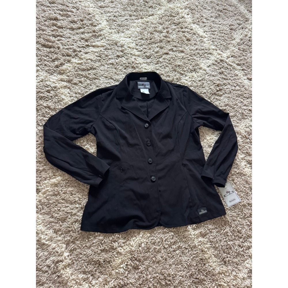 Grand Prix EQJ Fabric Black Equestrian Show Coat Jacket Washable Size 18 REG NEW